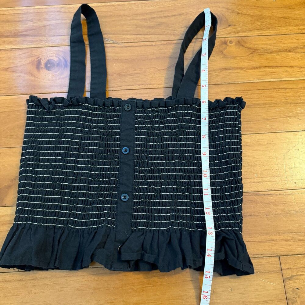 Wome URBAN OUTFITTERS Shirred Crop Top Stretch Knit Cropped Top in Black Medium - Picture 7 of 7